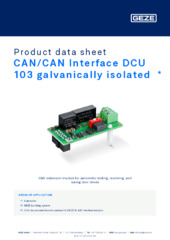 CAN/CAN Interface DCU 103 galvanically isolated  * Product data sheet EN