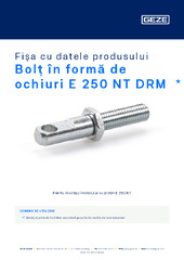 Bolț în formă de ochiuri E 250 NT DRM  * Fișa cu datele produsului RO