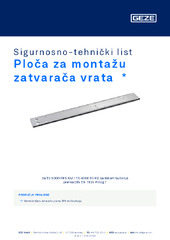 Ploča za montažu zatvarača vrata  * Sigurnosno-tehnički list HR