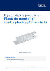 Placă de montaj și contraplacă ușă din sticlă Fișa cu datele produsului RO