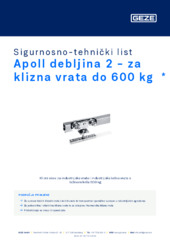 Apoll debljina 2 - za klizna vrata do 600 kg  * Sigurnosno-tehnički list HR