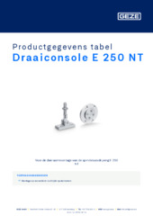 Draaiconsole E 250 NT Productgegevens tabel NL