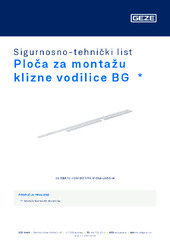 Ploča za montažu klizne vodilice BG  * Sigurnosno-tehnički list HR