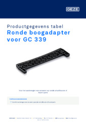 Ronde boogadapter voor GC 339 Productgegevens tabel NL