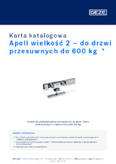 Apoll wielkość 2 – do drzwi przesuwnych do 600 kg  * Karta katalogowa PL