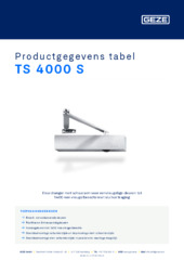 TS 4000 S Productgegevens tabel NL