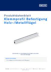 Klemmprofil Befestigung Holz-/Metallflügel Produktdatenblatt DE