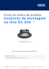 Conjunto de montagem no teto GC 304  * Ficha de dados de produto PT