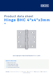 Hinge BHC 4"x4"x3mm  * Product data sheet EN
