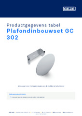 Plafondinbouwset GC 302 Productgegevens tabel NL