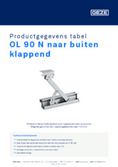 OL 90 N naar buiten klappend Productgegevens tabel NL