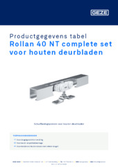 Rollan 40 NT complete set voor houten deurbladen Productgegevens tabel NL