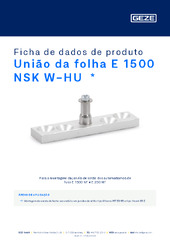 União da folha E 1500 NSK W-HU  * Ficha de dados de produto PT