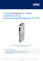 myGEZE Control potentiaalverdelingsklem 0 V DC  * Productgegevens tabel NL