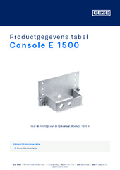Console E 1500 Productgegevens tabel NL