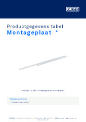Montageplaat  * Productgegevens tabel NL