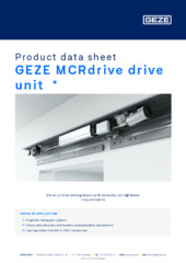 GEZE MCRdrive drive unit  * Product data sheet EN