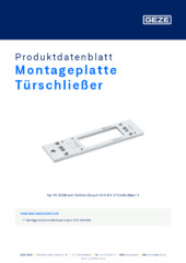 Montageplatte Türschließer Produktdatenblatt DE