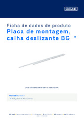 Placa de montagem, calha deslizante BG  * Ficha de dados de produto PT
