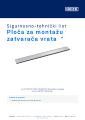 Ploča za montažu zatvarača vrata  * Sigurnosno-tehnički list HR