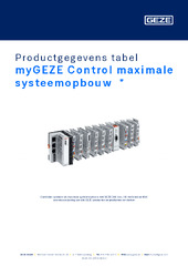 myGEZE Control maximale systeemopbouw  * Productgegevens tabel NL