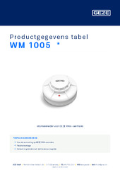 WM 1005  * Productgegevens tabel NL