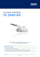 TS 2000 NV Termék adatlap HU