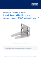 Leaf installation set wood and PVC windows  * Product data sheet EN