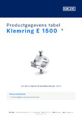 Klemring E 1500  * Productgegevens tabel NL