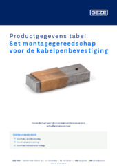 Set montagegereedschap voor de kabelpenbevestiging Productgegevens tabel NL