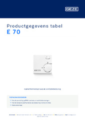 E 70 Productgegevens tabel NL
