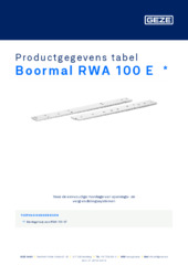 Boormal RWA 100 E  * Productgegevens tabel NL