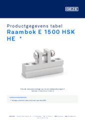 Raambok E 1500 HSK HE  * Productgegevens tabel NL