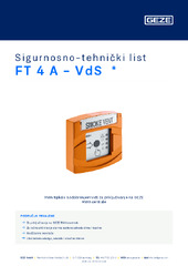 FT 4 A - VdS  * Sigurnosno-tehnički list HR