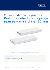 Perfil de cobertura da pinça para portas de vidro, 30 mm Ficha de dados de produto PT
