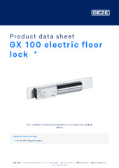 GX 100 electric floor lock  * Product data sheet EN