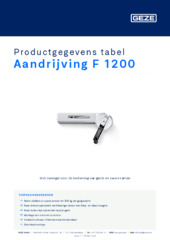 Aandrijving F 1200 Productgegevens tabel NL