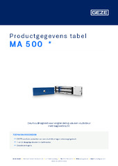 MA 500  * Productgegevens tabel NL