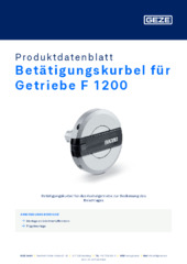 Betätigungskurbel für Getriebe F 1200 Produktdatenblatt DE