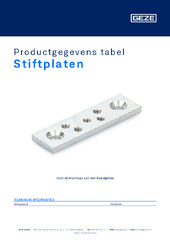 Stiftplaten Productgegevens tabel NL
