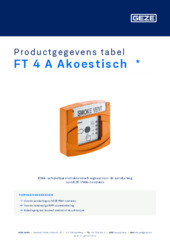 FT 4 A Akoestisch  * Productgegevens tabel NL