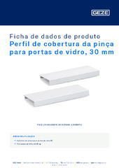 Perfil de cobertura da pinça para portas de vidro, 30 mm Ficha de dados de produto PT