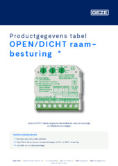 AUF/ZU Fenstersteuerung  * Productgegevens tabel NL