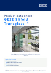 GEZE Slifold Transglass  * Product data sheet EN