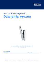 Dźwignia ręczna Karta katalogowa PL
