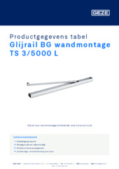 Glijrail BG wandmontage TS 3/5000 L Productgegevens tabel NL