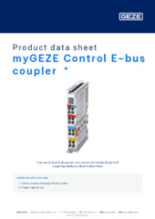myGEZE Control E-bus coupler  * Product data sheet EN