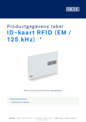 ID-kaart RFID (EM / 125 kHz)  * Productgegevens tabel NL