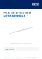 Montageplaat  * Productgegevens tabel NL