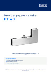 PT 40 Productgegevens tabel NL